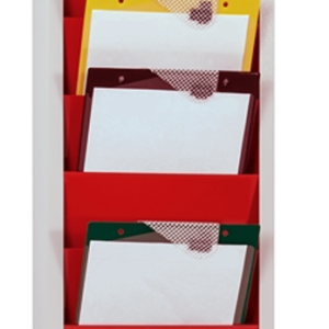 Steel Document & Clipboard Rack, red, clipboard loading