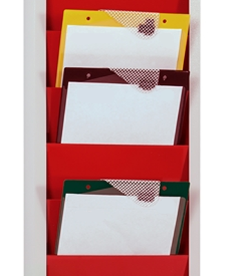 Steel Document & Clipboard Rack, red, clipboard loading