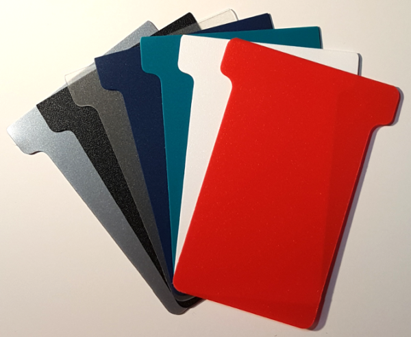 Plastic T-Cards, colour swatch (Size 2 shown)