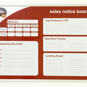 Custom colour printed whiteboard – sales notice board