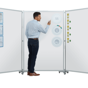 Magnetic Whiteboard Meeting Station - Full Length Boards - Person Scale