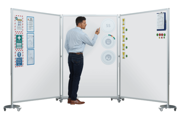 Magnetic Whiteboard Meeting Station - Full Length Boards - Person Scale
