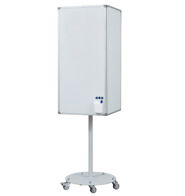 Rotating 4 Sided Magnetic Whiteboard Cube - Half Length Whiteboards - Wheels - Plain