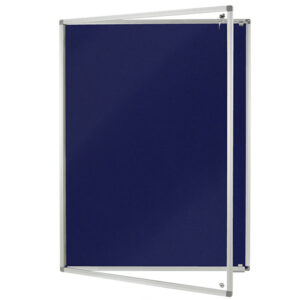 Fire Rated Tamper Proof Noticeboard - Blue Felt, Single Door