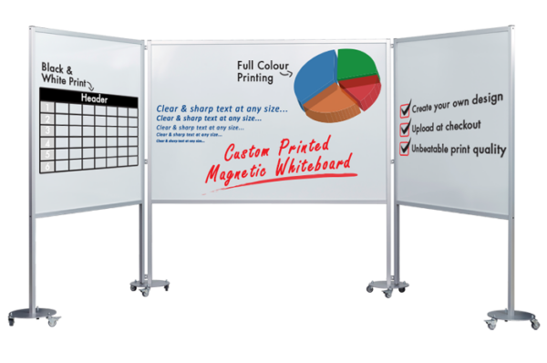 Magnetic Whiteboard Meeting Station - Half Length Boards - Printed Surface