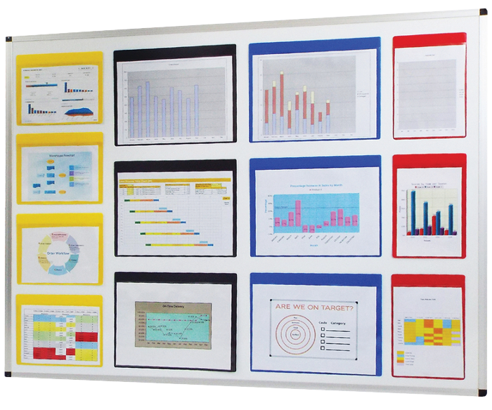 Magnetic Rainbow Pockets Whiteboard Display - Trans