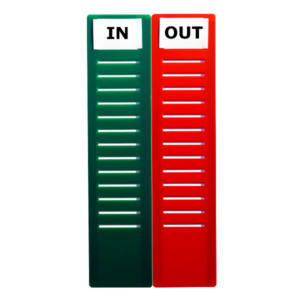 Infini-T In / Out Board. 13 name capacity, unloaded, printed