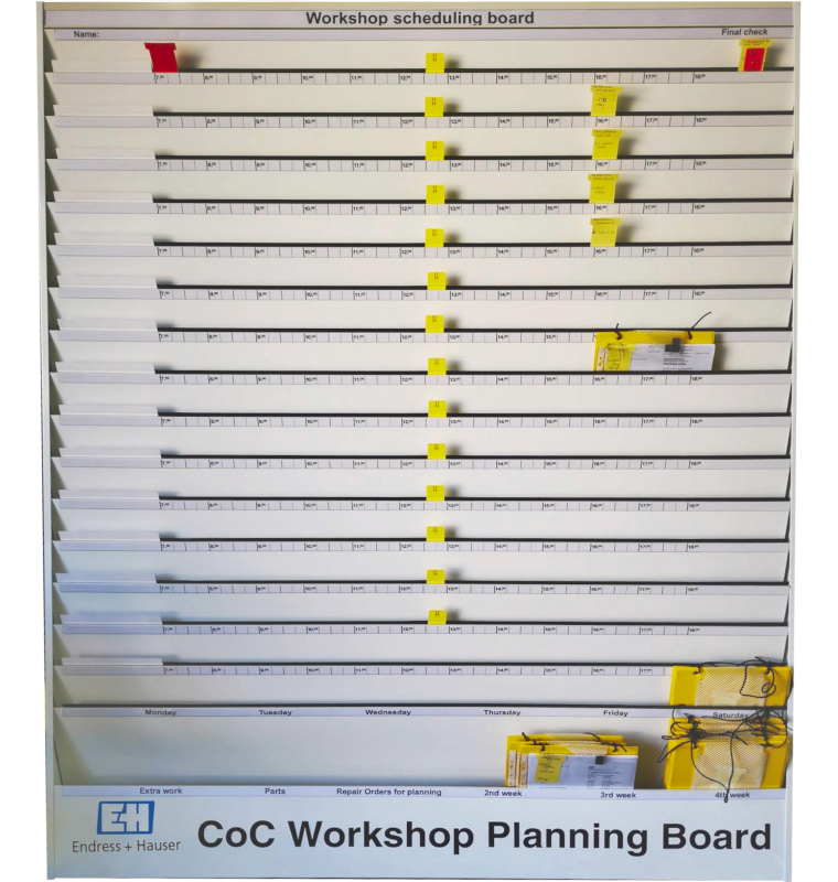 Workshop Scheduling Board - Bespoke White Frame With Custom Printing